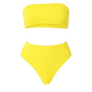 Women’s Bandeau Bra Top & High-Waist Panty Set - Yellow